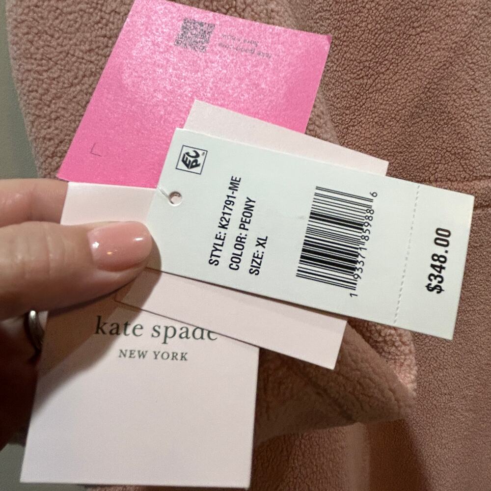 Kate Spade Faux Fur Anorak Button Front Coat Peony Women XL NWT Preppy - Picture 9 of 10